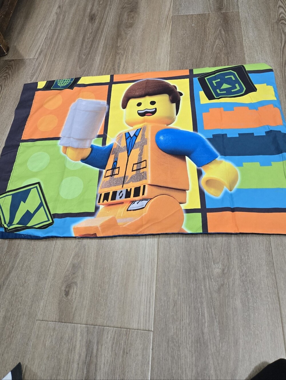 LEGO Emmet Kids Orange Blue Character Kids Lego Movie Boys Pillowcase